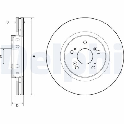 Set discuri frana fata DELPHI, Honda Cr-V IV (Rm ), 01.12-, Fata; puntea fata foto