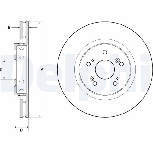 Set discuri frana fata DELPHI, Honda Cr-V IV (Rm ), 01.12-, Fata; puntea fata