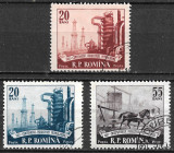 ROM&Acirc;NIA 1957 - LP 442 - CENTENARUL INDUSTRIEI PETROLIERE - SERIE UZATĂ (R2), Stampilat