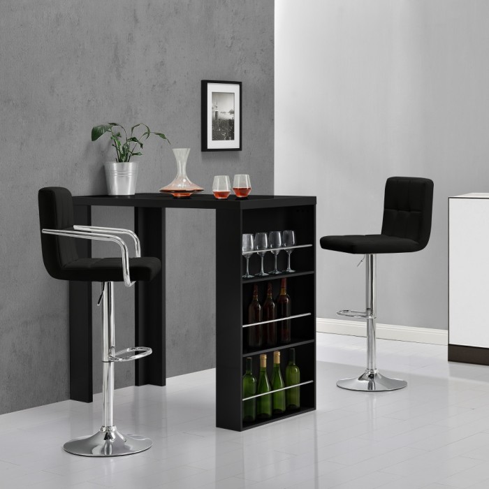 Blat bar Bartha cu rafturi incorporate negru mat [en.casa] HausGarden Leisure