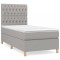 Pat box spring cu saltea, gri deschis, 90x190 cm, textil