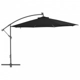 Umbrelă suspendată cu st&acirc;lp din aluminiu, negru, 350 cm