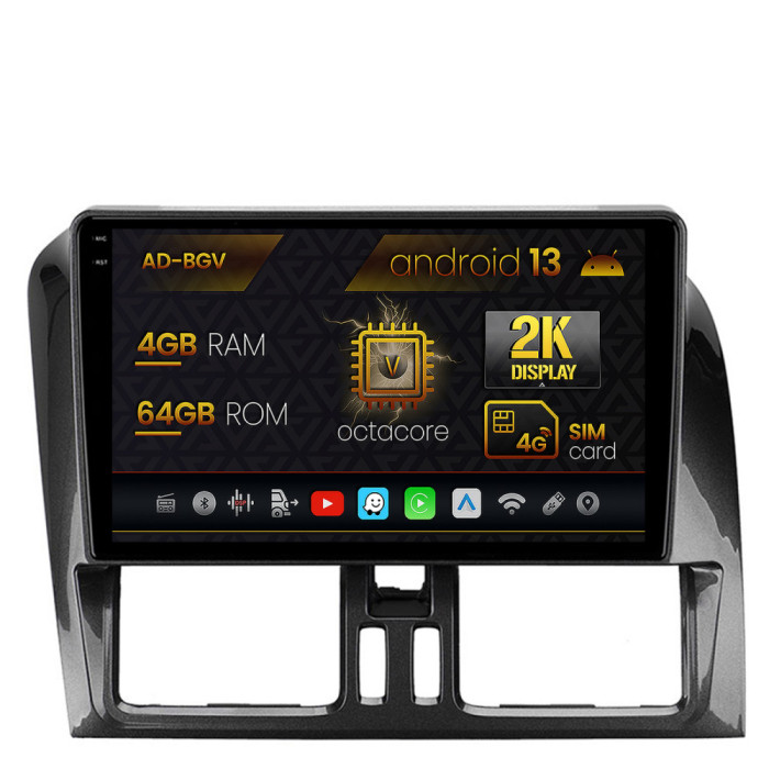 Navigatie Volvo XC60 (2008-2013), Android 13, V-Octacore 4GB RAM + 64GB ROM, 9.5 Inch - AD-BGV9004+AD-BGRKIT400V2