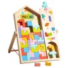Puzzle Creativ din Lemn cu Cuburi Colorate - Joc Logic si Educativ pentru Copii