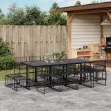 vidaXL Set mobilier de grădină, 13 piese, negru, poliratan 3295045