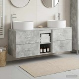 Cumpara ieftin Set dulap baie 3 buc. Gri Beton 129 x 44,5 x 80 cm
