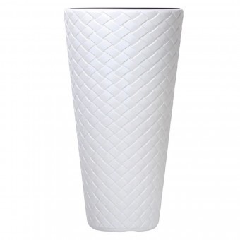 Ghiveci decorativ de flori, Curver Matuba rotund, alb, 55 cm