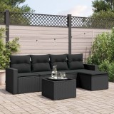 Gossi set mobilier de gradina cu perne, 6 piese, negru, poliratan