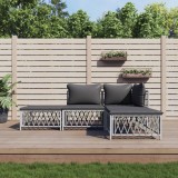 vidaXL Set mobilier de grădină, 4 piese, cu perne, alb, oțel 3186848
