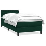 Cumpara ieftin Pat box spring cu saltea, verde inchis, 80x220 cm, catifea