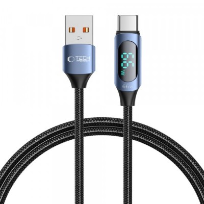 Cablu Date si Incarcare USB-A - USB-C Tech-Protect Ultraboost LED, 66W, 1m, Albastru foto