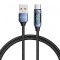 Cablu Date si Incarcare USB-A - USB-C Tech-Protect Ultraboost LED, 66W, 1m, Albastru