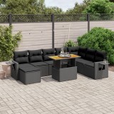 Cumpara ieftin Gossi set mobilier de gradina cu perne, 9 piese, negru, poliratan