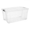 Cutie Depozitare Pliabilă, Capac Rabatabil, M&acirc;nere, Roti, Plastic, Capacitate 120L, Transparentă, Oem