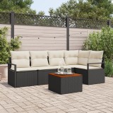 Set de canapea de grădină vidaXL cu perne Negru Ratan Poliester Acacia