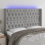 Cumpara ieftin Tăblie de pat cu LED, gri deschis, 163x16x118/128 cm, textil
