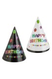 Cumpara ieftin Pălării de petrecere din carton, La mulți ani, set de 6, multicolore, 16 cm