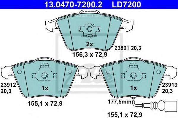 Set placute frana,frana disc SKODA SUPERB II (3T4) (2008 - 2015) ATE 13.0470-7200.2