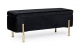 Cumpara ieftin Banca tapiterie velur negru Irina 110x42x42 cm
