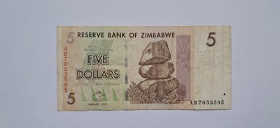 5 dollars 2007 zimbabwe foto