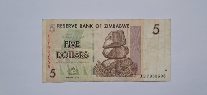 5 dollars 2007 zimbabwe
