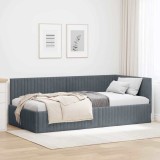 vidaXL Cadru de pat colțar Gri &icirc;nchis 100 x 200 cm Catifea