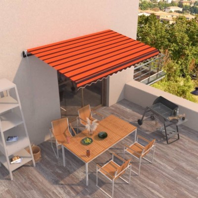 vidaXL Copertină retractabilă automat, portocaliu/ maro, 450x350 cm 3069210 foto