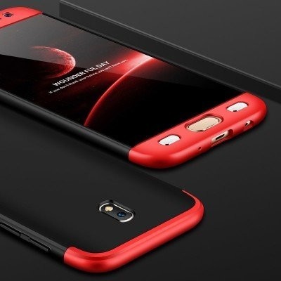 Husa Samsung Galaxy J3 2017, Elegance Luxury, 360&amp;deg; 3in1 Negru-Rosu foto
