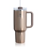 Stanley Quencher H2.O Fluted Tumbler pahar din oțel inoxidabil cu pai mare Pale Gold Shine 1180 ml