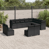 Gossi set canapele de gradina, 12 piese, cu perne, negru, poliratan