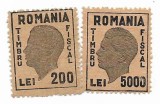 Timbre fiscale - Regele Mihai, portocalii, efigia neagra, fara matca, 1945 - valori neobliterate