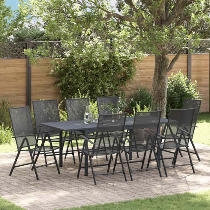 Set de masă pentru grădină 9 pcs Oțel