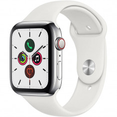 Smartwatch Apple Watch Series 5 GPS Cellular 44mm Stainless Steel Case White Sport Band S/M &amp;amp; M/L foto