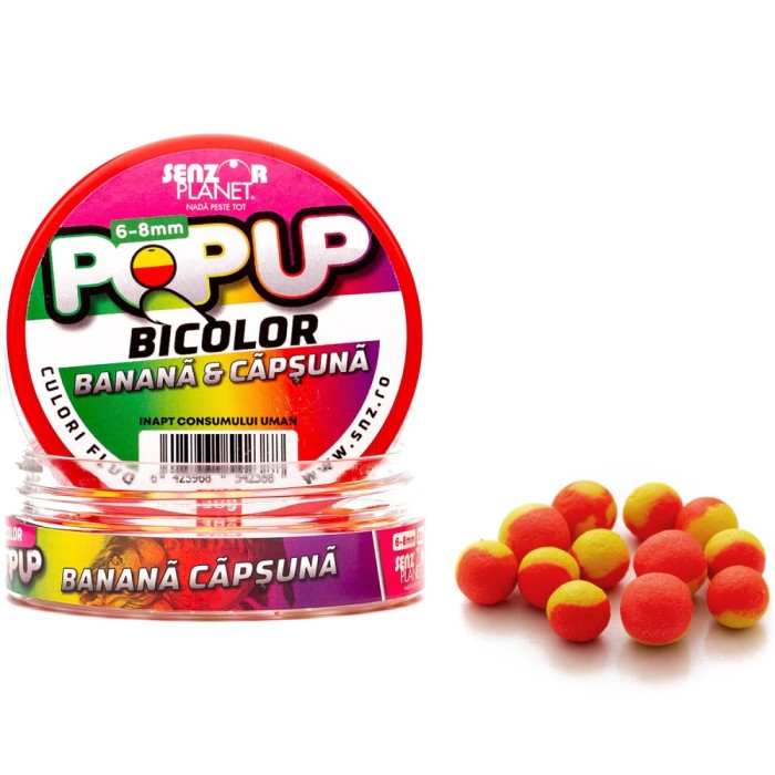 Pop Up Bicolor Senzor Planet, Banana &amp; Capsuna, 6-8mm, 30g