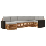 vidaXL Set canapea sectională cu pernă 7 pcs Natural și gri deschis 3384632
