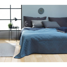 Cuvertura de pat sau canapea, reversibila, cu doua fete, rezistenta la uzura, matlasata, albastru, 160 x 220