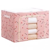 Cutie de depozitare pliabila, flippy, cu fermoar, 66 l, textil, 50x40x33 cm, cu fereastra, cadru metalic, suport baza stabil din plastic, imprimeu cir