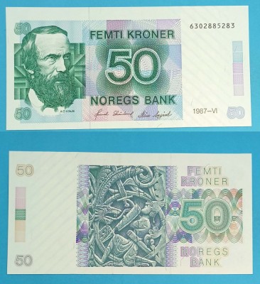 Norvegia 50 Kroner 1987 &amp;#039;Vinje&amp;#039; UNC serie: 6302885283 p#42 foto