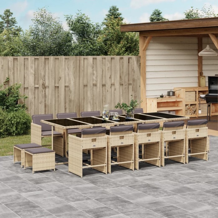 Gossi set mobilier gradina cu perne, 15 piese, bej combinat poliratan