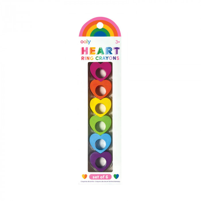 Creioane colorate Inele de inima - set de 6