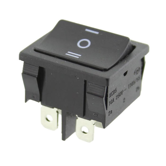 Comutator dublu, ON-OFF-ON, 10A, 250V, 3 pozitii, 120762