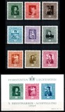 Liechtenstein 1949, Mi #268-276 + Bl 5**, serie + colita, Reproduceri de arta, pictura, picturi, tablouri, MNH, cota 225,- &euro;!