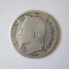 Rara! Franta 1 Franc 1866 K(Bordeaux) argint Napoleon III