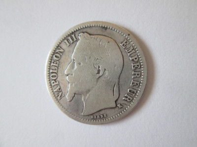 Rara! Franta 1 Franc 1866 K(Bordeaux) argint Napoleon III foto