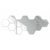 Set 12 Panouri Oglinda Hexagonale Autocolante Perete, 15.5x17.5 cm, Acril, Decor Living, Dormitor, Bucatarie, Birou, Reutilizabile