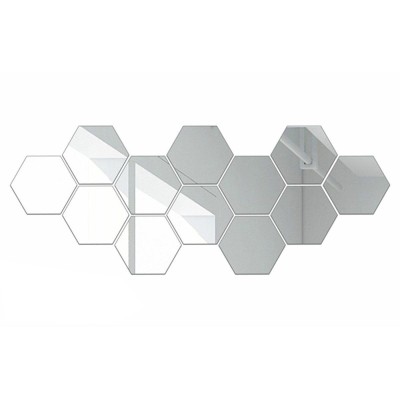 Set 12 panouri autocolante hexagonale oglinda de perete, 15,5 x 17,5 cm foto