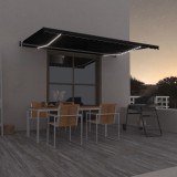 VidaXL Copertină automată cu LED &amp; senzor v&acirc;nt, antracit, 500x350 cm
