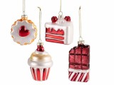 Set 4 ornamente brad Craciun sticla multicolora &Oslash; 6,5 cm x 10 H