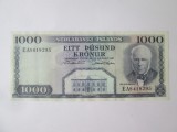 Rara! Islanda 1000 Kronur 1961 aUNC,bancnota din imagini