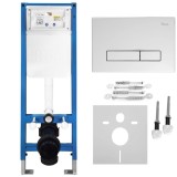Set Cadru &Icirc;ngropat Slim 024N pentru WC cu Buton HD Chrome